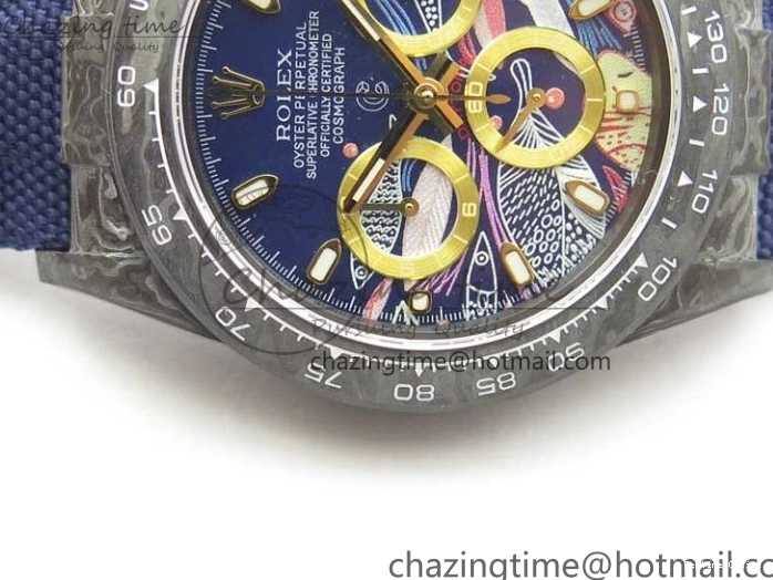 1222 Daytona DIW Carbon OMF Best Edition Blue Paint Dial on Deep Blue Nylon Strap A Tailored 2842